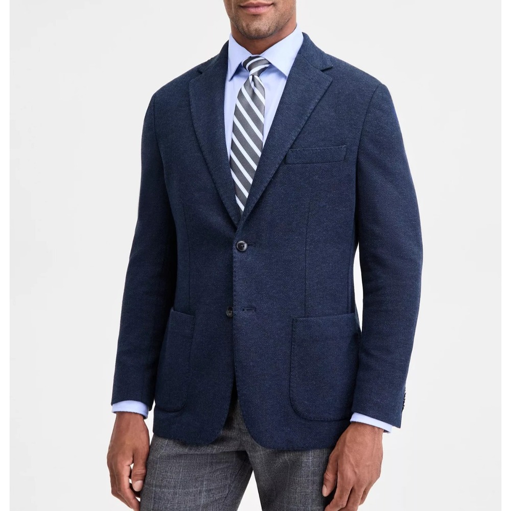 Michael Kors Men's Classic-Fit Stretch Midnight Herringbone Knit Sport Size 48R